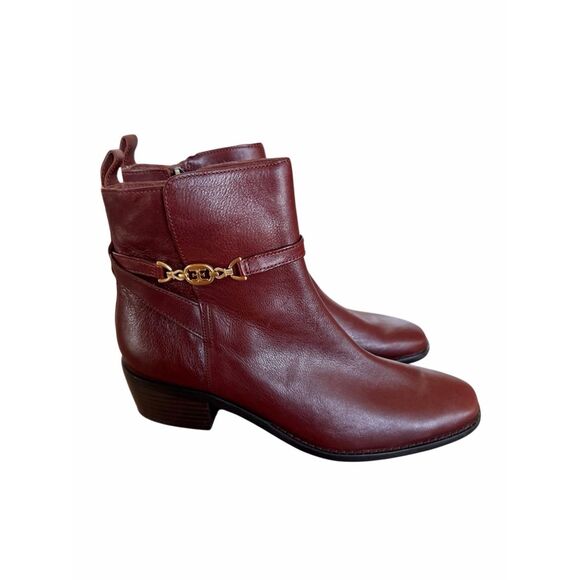 Sam Edelman Brawley Buckled Leather Ankle Boots Size 9.5 in Burgundy NEW - Picture 2 of 8